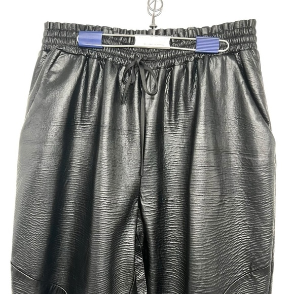 Ramy Brooke New York Samson Black Faux Leather High Rise Jogger Pants Womens Med - Picture 6 of 14